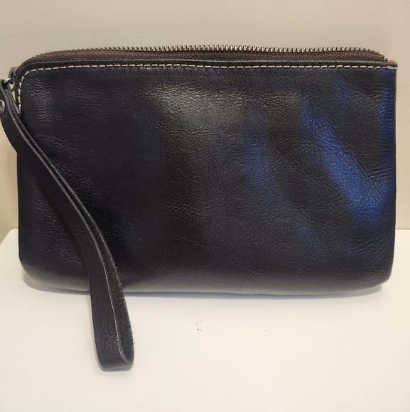 Patricia Nash "Cassini" Black Carved Leather Zip Wristlet/Pouch/Wallet Ret.$129 - Picture 3 of 5